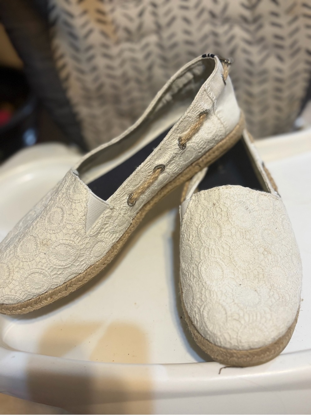 Nautica White Lace Espadrille Slip-On Flats